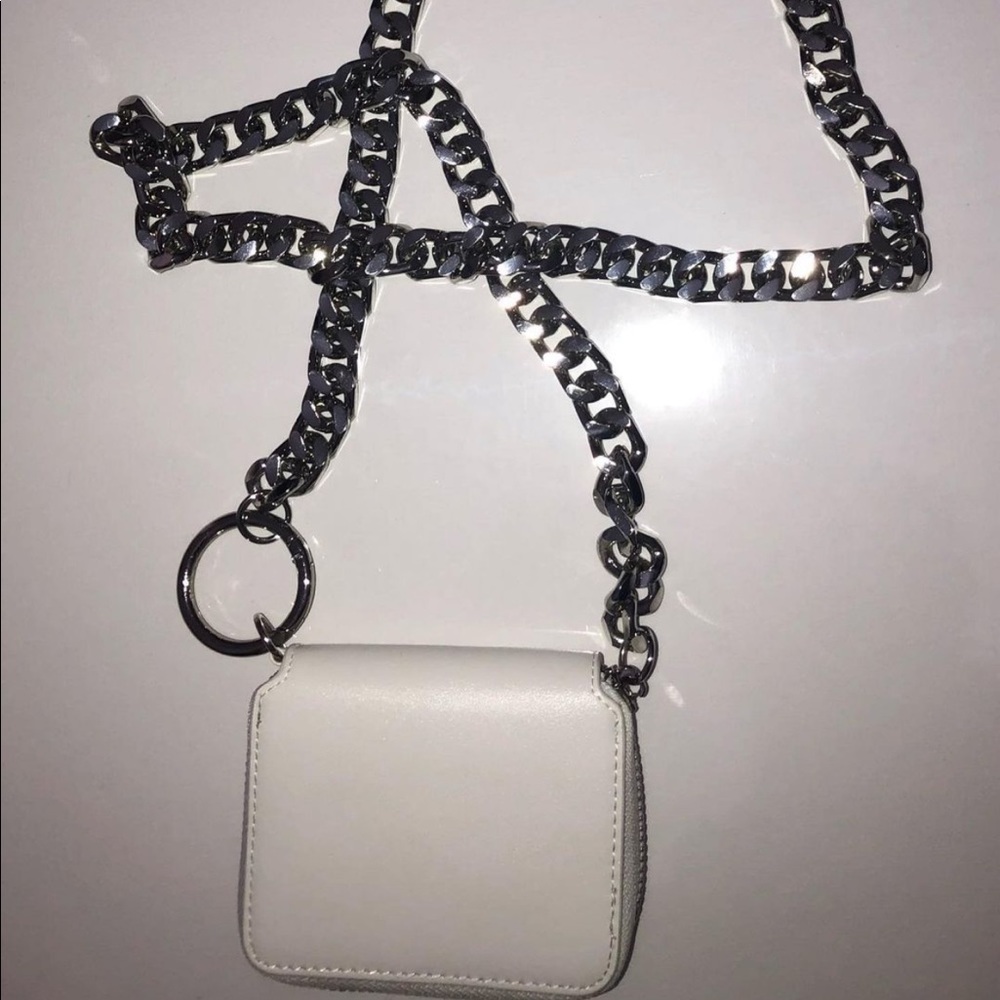 Mini cross bodybag/ silver thick chain